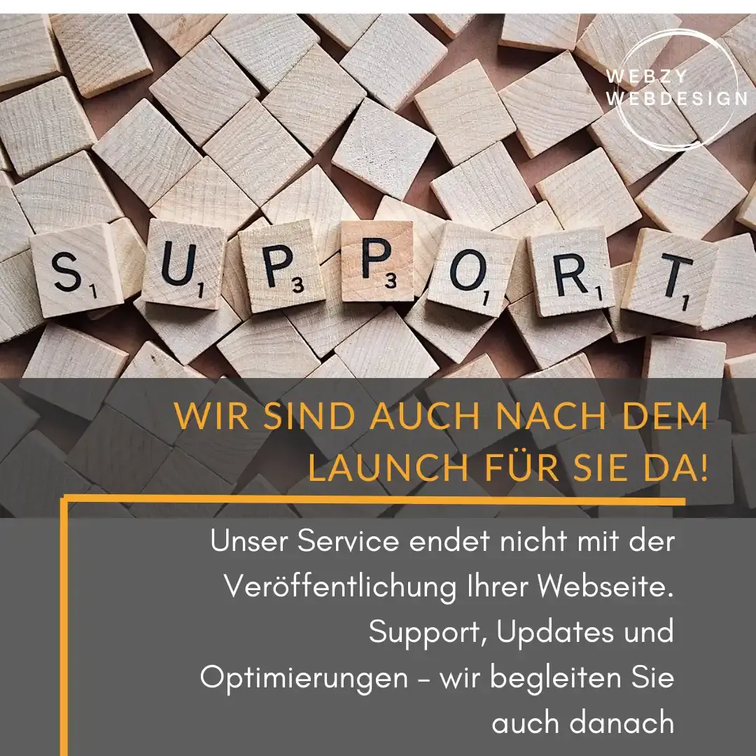 /Holzblöcke mit Text über fortlaufenden Web-Support nach dem Launch einer Website.